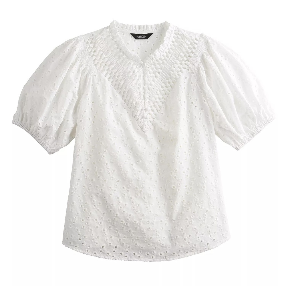 Simply Vera Vera Wang Eyelet Blouse Top Women's XL White - Picture 7 of 13